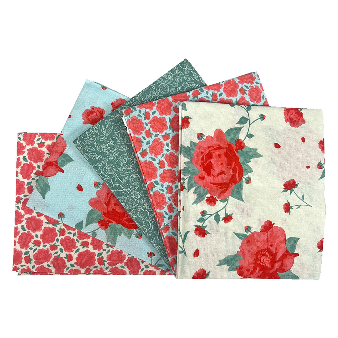 Vintage Floral-Cotton Fat Quarters Bundle of 5 Fabrics