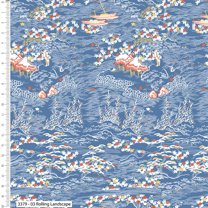 Make + Believe Loose Fabric Serenity in Japan – V&A– 100% Organic Cotton Prints 110cm Wide Digitally Printed Fabric for Crafting, Quilting, Dressmaking