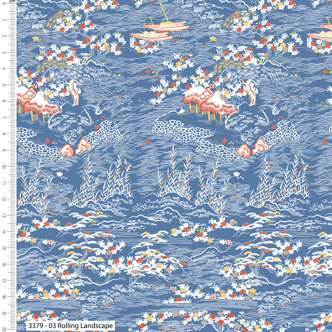 Serenity in Japan – V&A– 100% Organic Cotton Prints 110cm Wide Digitally Printed Fabric for Crafting, Quilting, Dressmaking