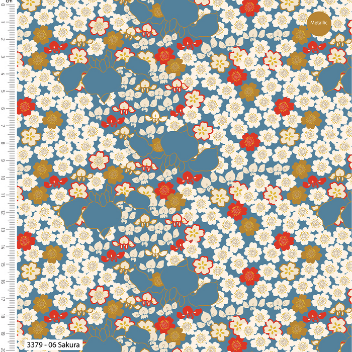 Make + Believe Loose Fabric Serenity in Japan – V&A– 100% Organic Cotton Prints 110cm Wide Digitally Printed Fabric for Crafting, Quilting, Dressmaking