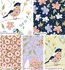 The Craft Cotton Co. Patchwork Birds 100% Cotton Fabric 110cm/42" Wide Material for Crafting, Patchwork, Quilting