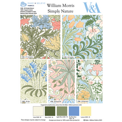 Simply Nature William Morris Prints 100% Cotton 5Pcs Fat Quarter Bundle 45cm x 55cm Wide Material for Crafting, Patchwork, Kid's Craft