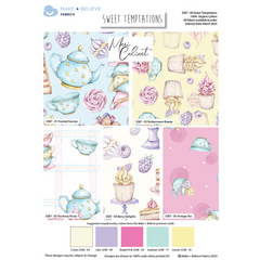 Make + Believe 100% Cotton Sweet Temptations Mari Caliart Fat Quarter Bundle 45x55cm Wide Ideal for Quilting, Sewing, Patchwork, Bunting