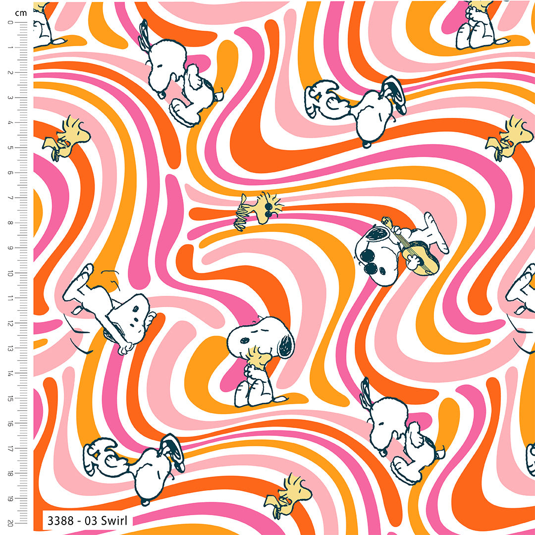 Swirl Snoopy Grooving’ – Peanuts Cotton Fabric 110cm Wide 100% Cotton Children's Craft Fabric Quilting, Sewing, Dressmaking
