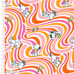 Swirl Snoopy Grooving’ – Peanuts Cotton Fabric 110cm Wide 100% Cotton Children's Craft Fabric Quilting, Sewing, Dressmaking