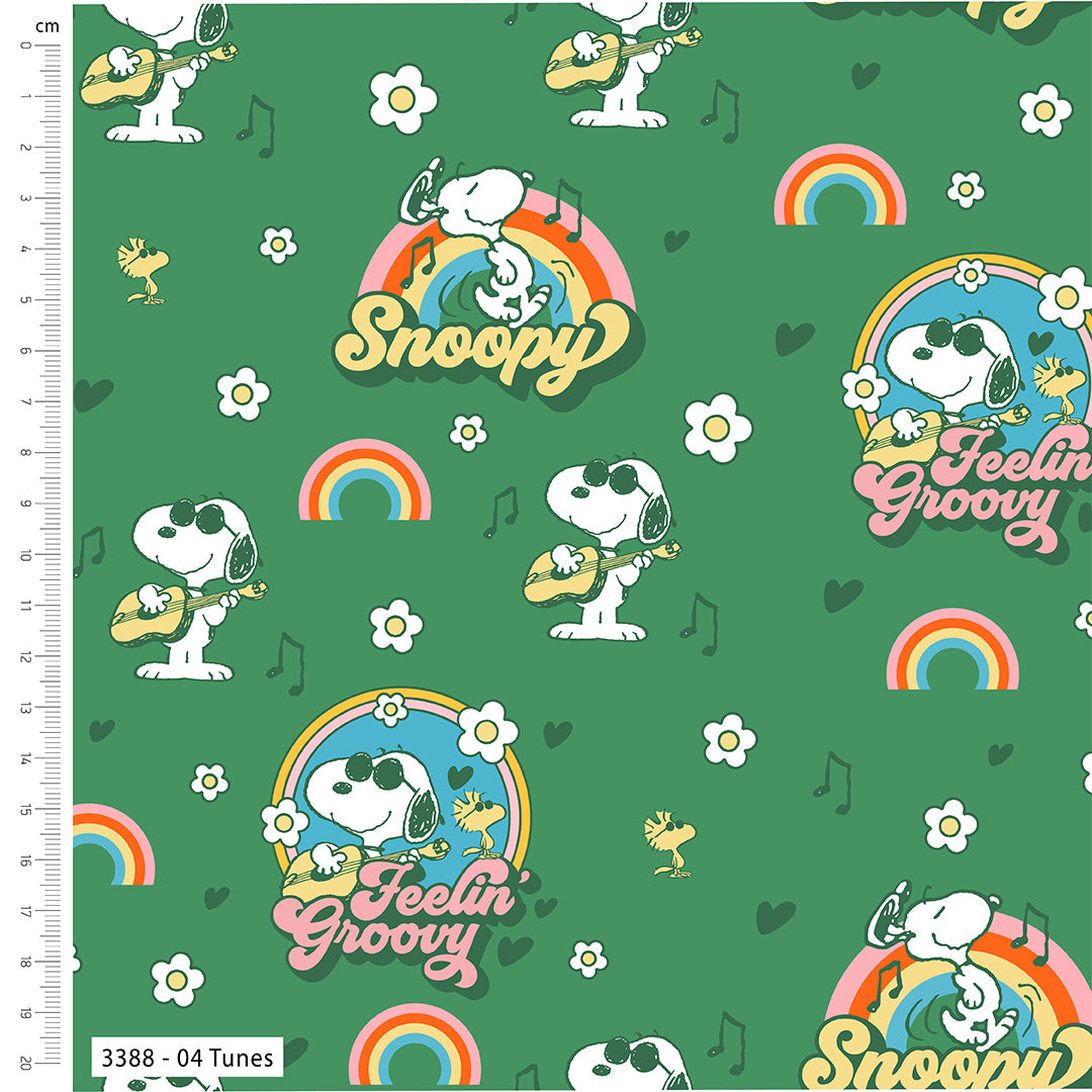 Tunes Snoopy Grooving’ – Peanuts Cotton Fabric 110cm Wide 100% Cotton Children's Craft Fabric Quilting, Sewing, Dressmaking