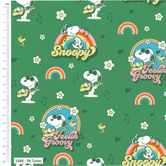 Tunes Snoopy Grooving’ – Peanuts Cotton Fabric 110cm Wide 100% Cotton Children's Craft Fabric Quilting, Sewing, Dressmaking