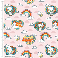 Flying Snoopy Grooving’ – Peanuts Cotton Fabric 110cm Wide 100% Cotton Children's Craft Fabric Quilting, Sewing, Dressmaking