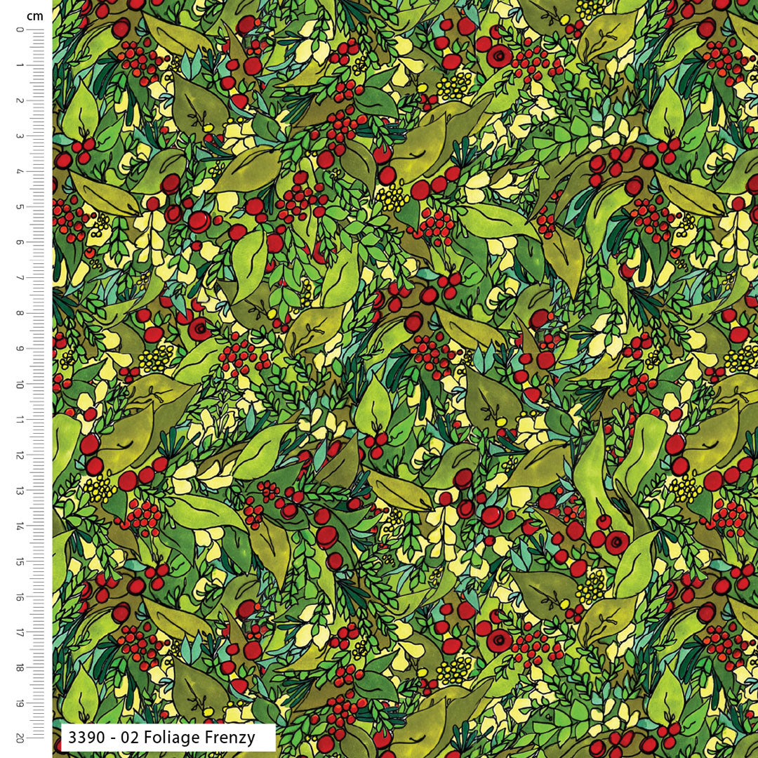 Tissu Crafty Lass 100 % coton à motifs baies et fleurs, 112 cm de large, pour travaux manuels, couture, décoration d'intérieur et loisirs créatifs pour enfants.