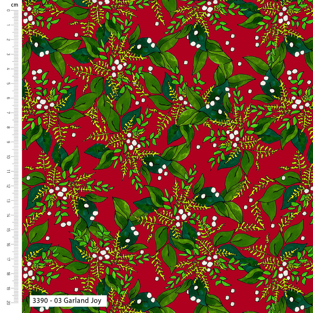Tissu Crafty Lass 100 % coton à motifs baies et fleurs, 112 cm de large, pour travaux manuels, couture, décoration d'intérieur et loisirs créatifs pour enfants.