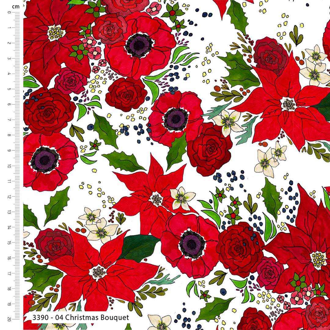 Tissu Crafty Lass 100 % coton à motifs baies et fleurs, 112 cm de large, pour travaux manuels, couture, décoration d'intérieur et loisirs créatifs pour enfants.
