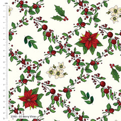 Craft Cotton Co. 100% Cotton Berries & Blooms Crafty Lass Fabric 112cm Wide For Crafting, Sewing, Home Décor, Kid's Craft