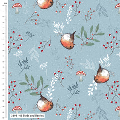 Little Red Robin 100% Cotton 5Pcs Fat Quarter 18"x22" (45x55cm) Wide Ideal for Crafting, Quilting, Sewing, Patchwork, Home Décor