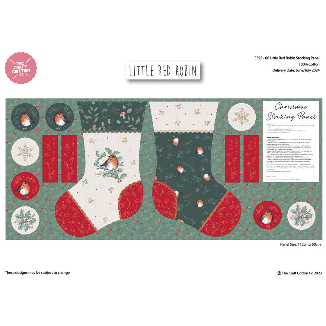 Little Red Robin 100% Cotton Panel 112cmx50cm Wide Ideal for Crafting, Quilting, Sewing, Patchwork, Home Décor