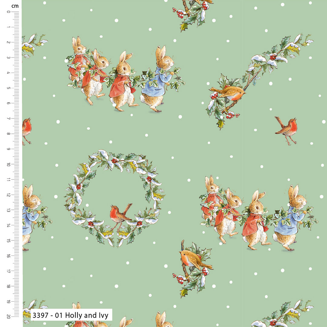 Craft Cotton Co. The Joy of Giving Peter Rabbit 100% Cotton Fabric 112cm/44" Wide for Crafting, Patchwork, Home Décor