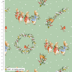 Craft Cotton Co. The Joy of Giving Peter Rabbit 100% Cotton Fabric 112cm/44" Wide for Crafting, Patchwork, Home Décor