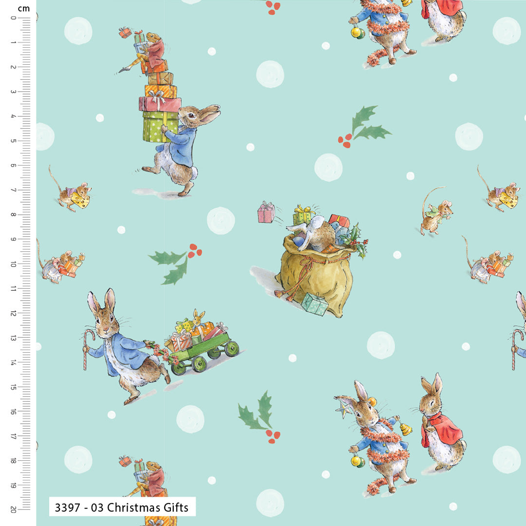 Tissu 100 % coton « The Joy of Giving Peter Rabbit » de Craft Cotton Co., 112 cm de large, pour travaux manuels, patchwork et décoration d'intérieur, 3397