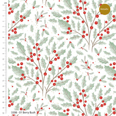 Craft Cotton Co. Scandi Holly 100% Cotton Fabric 112cm/44" Wide Ideal for Crafting, Quilting, Patchwork, Home Décor