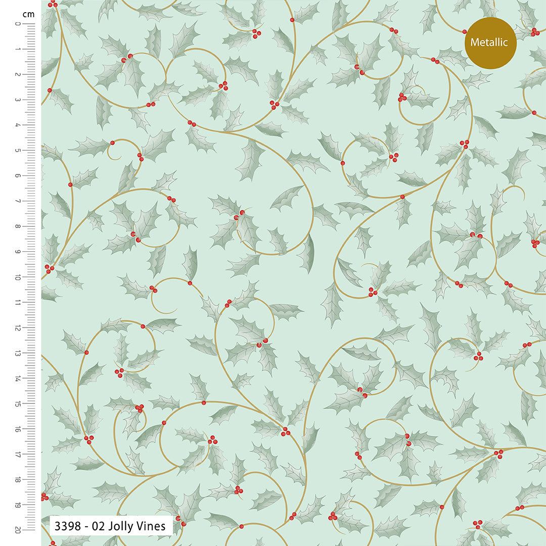 Craft Cotton Co. Scandi Holly 100% Cotton Fabric 112cm/44" Wide Ideal for Crafting, Quilting, Patchwork, Home Décor