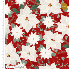 Craft Cotton Co. Jolly Poinsettia 100% Cotton 5Pcs Fat Quarter 18"x22" (45x55cm) Wide for Crafting, Sewing, Patchwork, Home Décor