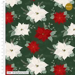 Craft Cotton Co. Jolly Poinsettia 100% Cotton 5Pcs Fat Quarter 18"x22" (45x55cm) Wide for Crafting, Sewing, Patchwork, Home Décor