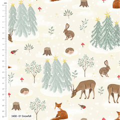 Craft Cotton Co. 100% Cotton Woodland Snowfall Fabric 112cm Wide For Crafting, Sewing, Home Décor, Kid's Craft