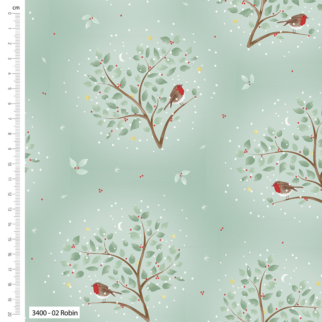 Tissu 100 % coton motif forêt et neige, 112 cm de large, pour travaux manuels, couture, décoration d'intérieur et loisirs créatifs pour enfants.