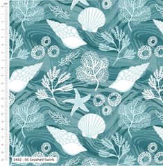 Tranquil Shores by M+B – 100% Organic Cotton Prints 112cm Wide Digitally Printed Fabric for Crafting, Quilting, Dressmaking