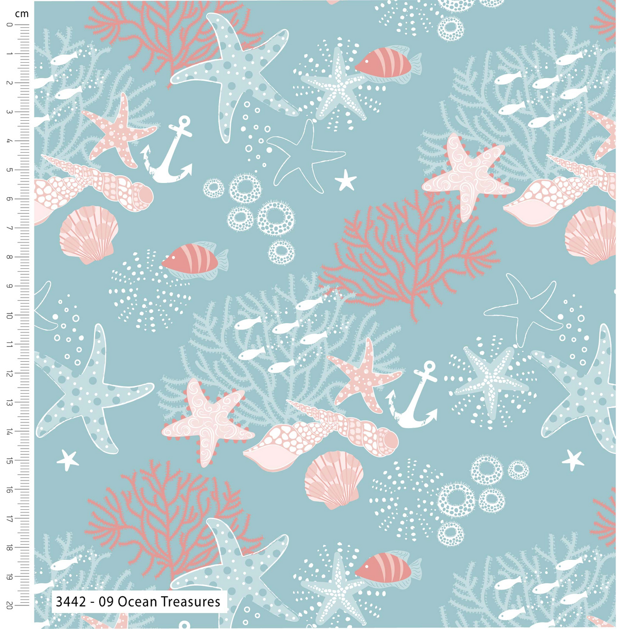 Tranquil Shores by M+B – 100% Organic Cotton Prints 112cm Wide Digitally Printed Fabric for Crafting, Quilting, Dressmaking
