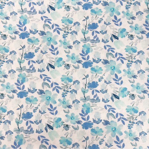 Floral Blue Prints 100% Cotton 112cm Wide Digitally Printed Cotton Fabric for Sewing, Crafting, Dressmaking, Patchwork