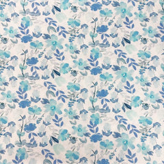 Floral Blue Prints 100% Cotton 112cm Wide Digitally Printed Cotton Fabric for Sewing, Crafting, Dressmaking, Patchwork