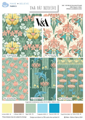 Victoria Louise Art Nouveau Organic Cotton 5Pcs Fat Quarter  100% Cotton 45x55cm Wide Material for Crafting, Sewing, Patchwork, Kid's Craft