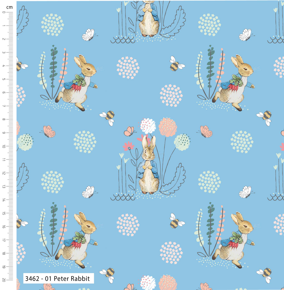 Classic Characters Peter Rabbit Prints 100% Cotton Craft Fabric 112cm Wide Material for Children's Quilting Projects, Craft Bags, Home Decor