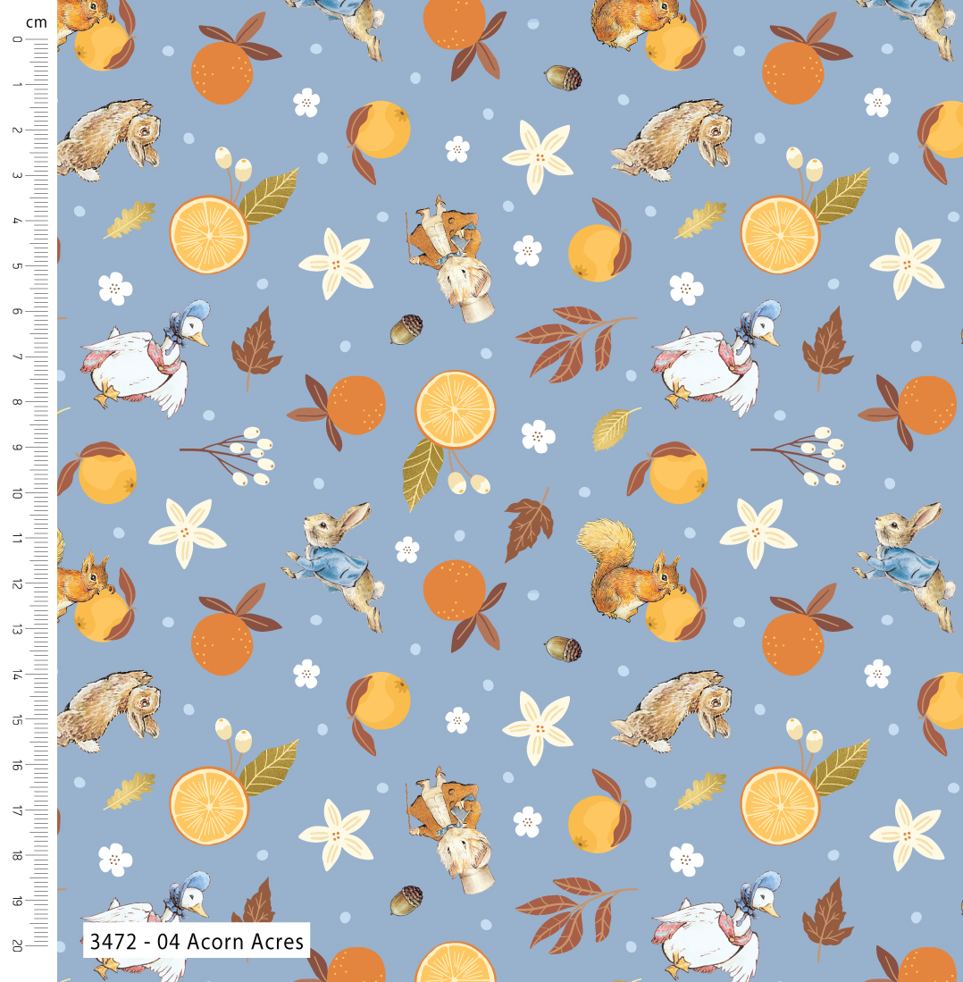 Make + Believe Loose Fabric Make + Believe Winter Fruits Peter Rabbit Cotton Prints 100% Organic Cotton 112cm Wide Digital Prints Ideal for Crafts, Quilting, Patchwork