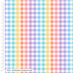 Rainbow Gingham Small - The Crafty Pie 100% Viscose Fabric 152cm/60" Wide Material for Crafting, Dressmaking, Quilting, Kid's Craft