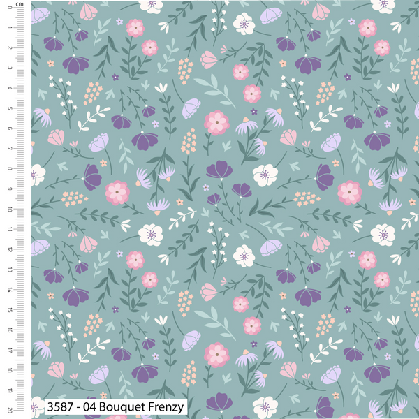 Craft Cotton Co. Botanique Brew 100%  Cotton 112cm Wide Springtime Tea Themed Designs