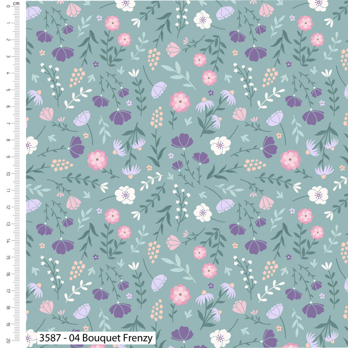 The Craft Cotton Co. Loose Fabric Craft Cotton Co. Botanique Brew 100%  Cotton 112cm Wide Springtime Tea Themed Designs