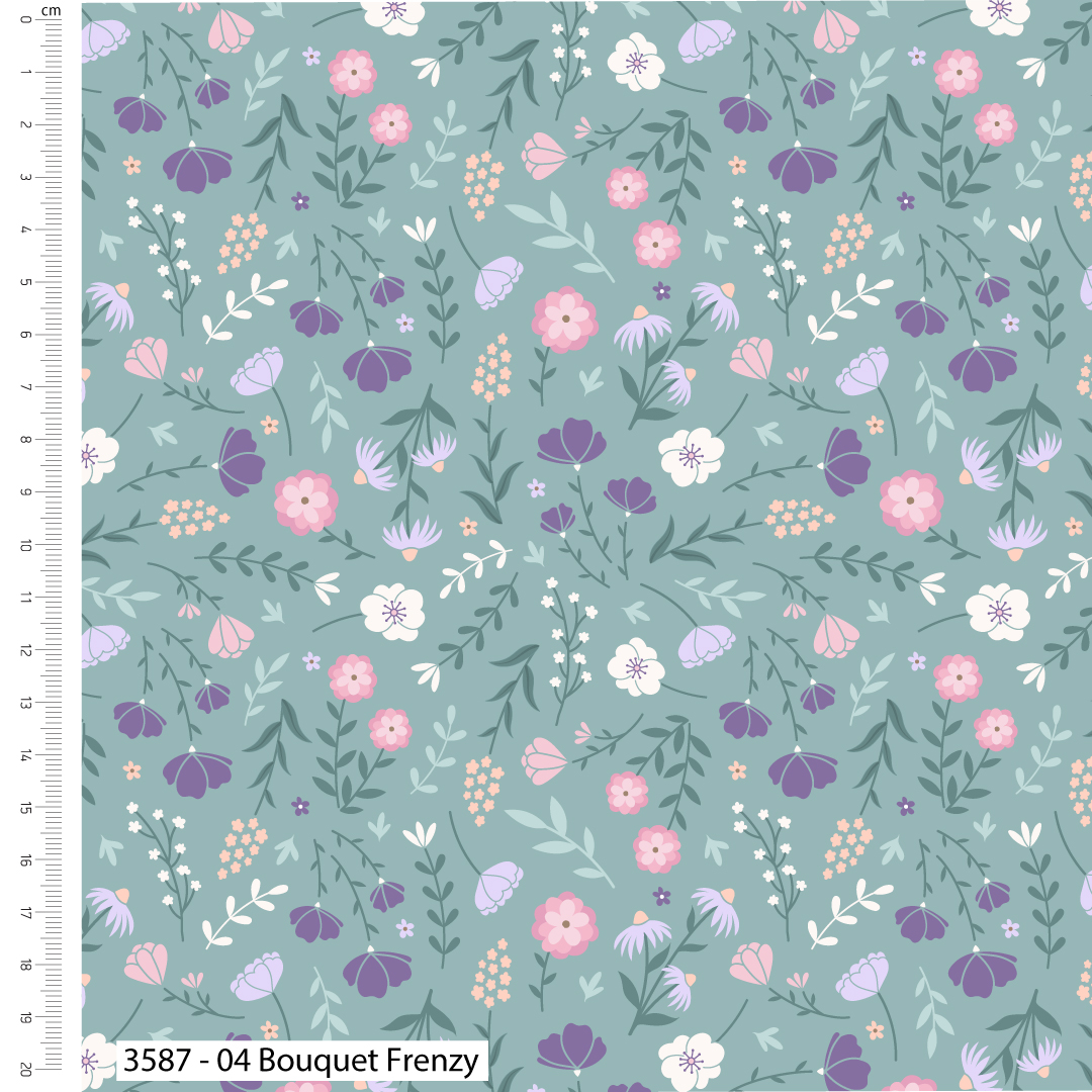 Craft Cotton Co. Botanique Brew 100%  Cotton 112cm Wide Springtime Tea Themed Designs for Crafting, Sewing, Quilting, Kid's Craft