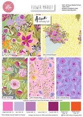 The Craft Cotton Co. Flower Market Bethany Salt 100% Cotton 45x55cm Wide Floral Bouquet 5Pcs Fat Quarter Bundle Fabric for Crafting, Patchwork, Dressmaking