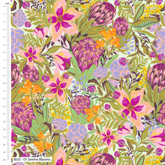 The Craft Cotton Co. Flower Market Bethany Salt 100% Cotton 45x55cm Wide Floral Bouquet 5Pcs Fat Quarter Bundle Fabric for Crafting, Patchwork, Dressmaking
