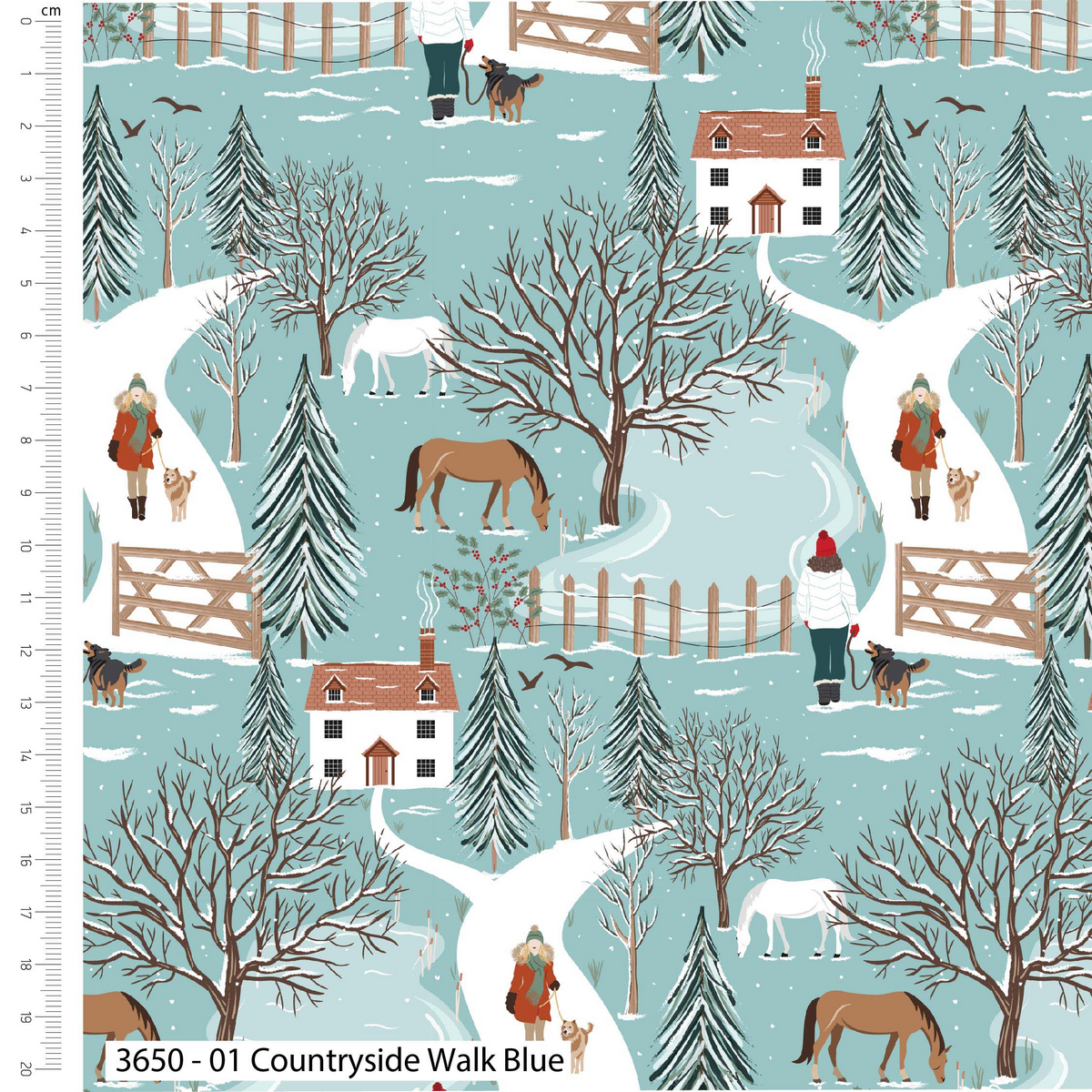 Christmas in The Country by Victoria Louise Design 100% Cotton 112cm Wide Christmas Digitally Printed Fabric for Sewing, Dressmaking, Patchwork