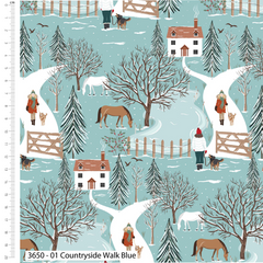 Christmas in The Country by Victoria Louise Design 100% Cotton 112cm Wide Christmas Digitally Printed Fabric for Sewing, Dressmaking, Patchwork