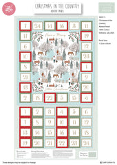 Christmas In The Country by Victoria Louise Design 100% Cotton 112cmx65cm Advent Panel Fabric for Sewing, Crafting, Dressmaking, Patchwork