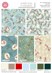 Feathered Foliage by Susan Wheeler 100% Cotton 45x55cm Wide 5Pcs Christmas Fat Quarter Bundle for Sewing, Quilting, Dressmaking, Patchwork