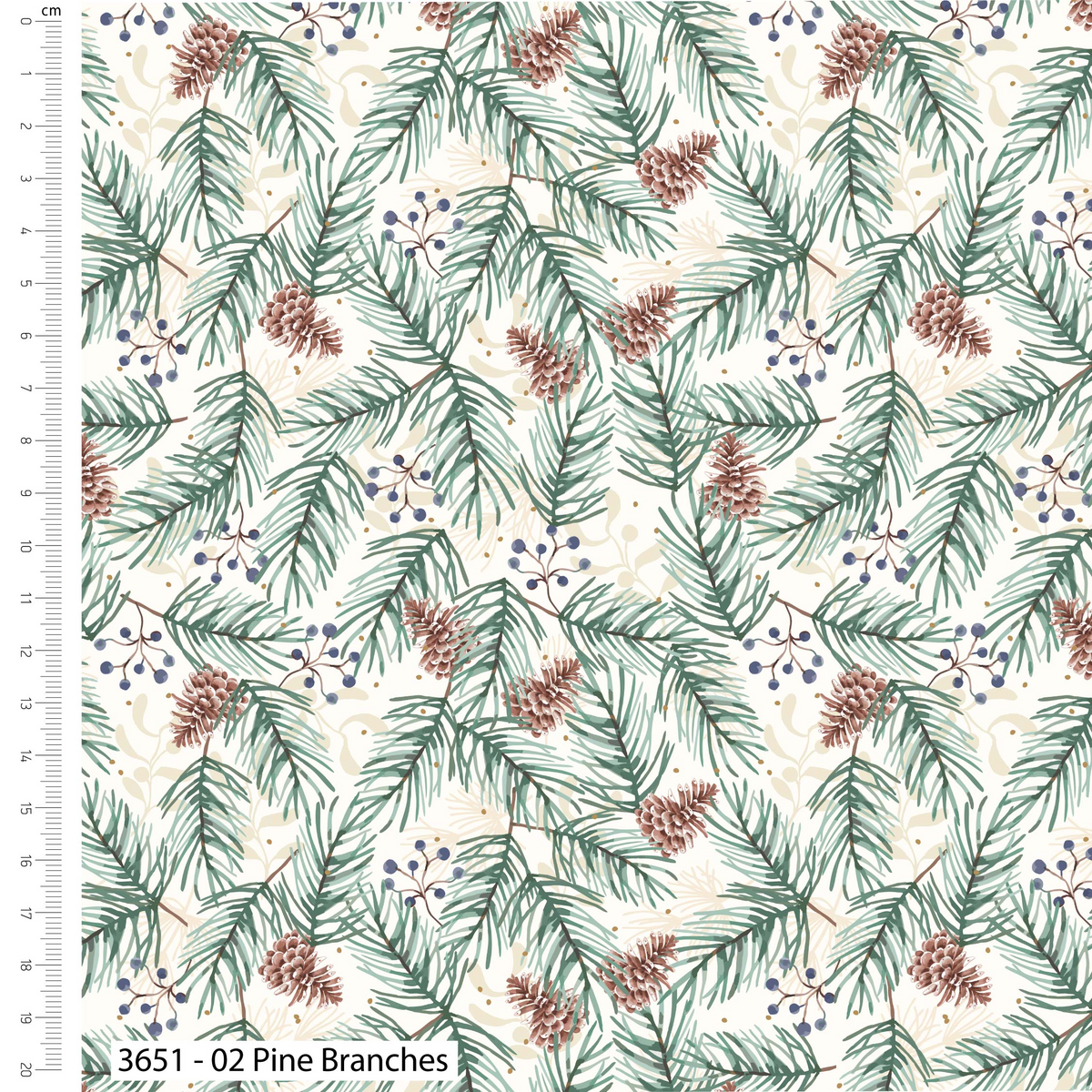 Feathered Foliage by Susan Wheeler 100% Cotton 112cm Wide Christmas Printed Fabric for Sewing, Crafting, Dressmaking, Patchwork