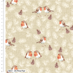 Feathered Foliage by Susan Wheeler 100% Cotton 45x55cm Wide 5Pcs Christmas Fat Quarter Bundle for Sewing, Quilting, Dressmaking, Patchwork