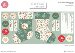 Feathered Foliage by Susan Wheeler – Christmas Stocking Panel 100% Cotton 112cmx50cm Wide Printed Panel for Sewing, Dressmaking, Patchwork