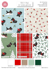 Frosty Paws by Susan Wheeler 100% Cotton 45x55cm Wide 5Pcs Christmas Fat Quarter Bundle for Sewing, Quilting, Dressmaking, Patchwork