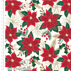 Craft Cotton Co. Holly & Poinsettia 100% Cotton 45x55cm Wide 5Pcs Christmas Fat Quarters for Sewing, Quilting, Dressmaking, Patchwork