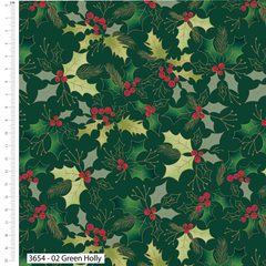 Craft Cotton Co. Holly & Poinsettia 100% Cotton 45x55cm Wide 5Pcs Christmas Fat Quarters for Sewing, Quilting, Dressmaking, Patchwork